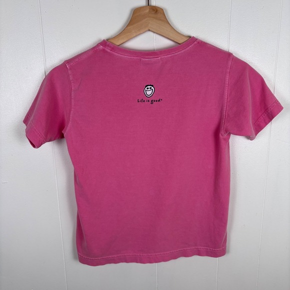 Y2K Life is Good Kids' Pink Short Sleeve Graphic Tee with Sun Smiley Size Small - Picture 4 of 6